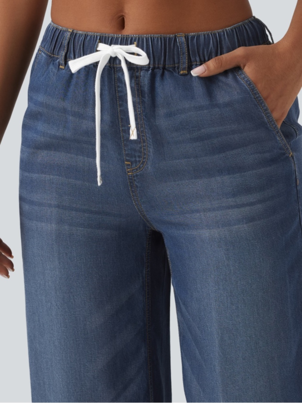 Halara 4-way stretch drawstring denim fall pants - tall